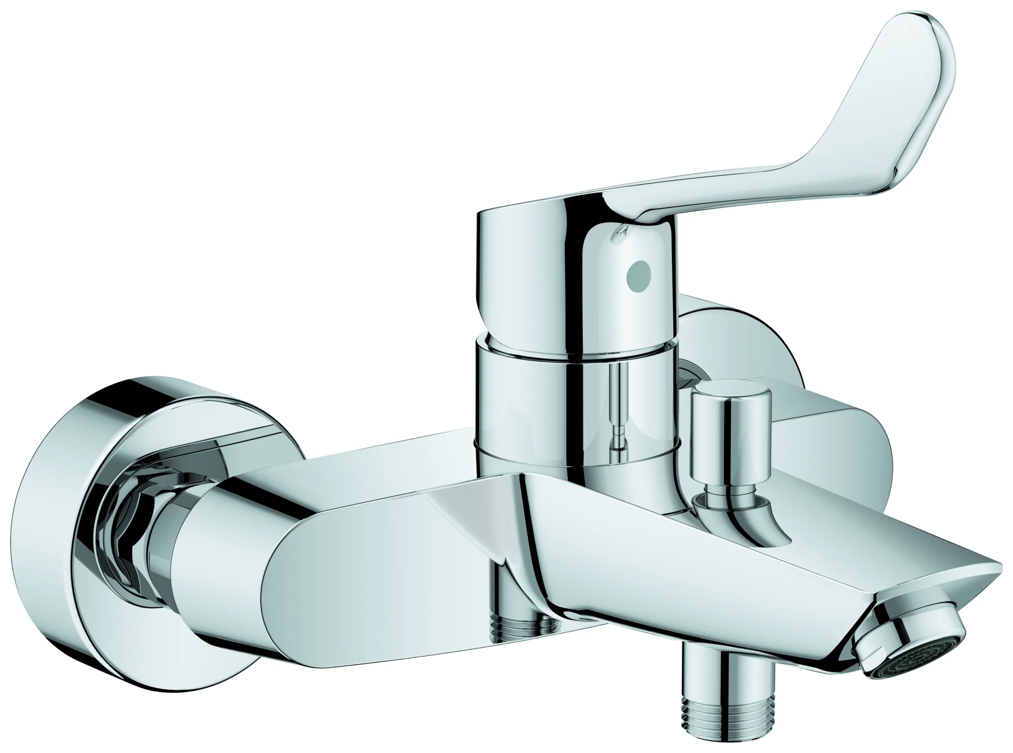 Einhand-Wannenbatterie Eurosmart, 25243_3, Wandmontage, langer Metallhebel, Temperaturbegrenzer, S-Anschlüsse, eigensicher, chrom Einhand-Wannenbatterie Eurosmart, 25243_3, Wandmontage, langer Metallhebel, Temperaturbegrenzer, S-Anschlüsse, eigensicher, chrom