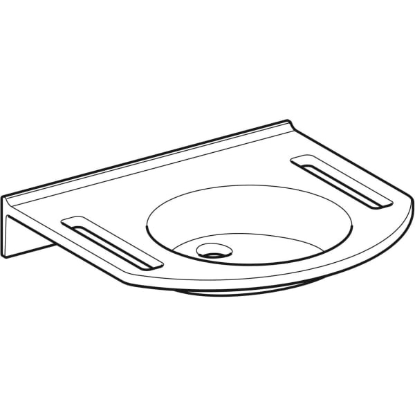 Publica Waschtisch rundes Design, mit Ausschnitten, barrierefrei: B=60cm, T=55cm, Hahnloch=ohne, Überlauf=ohne, weiß-alpin