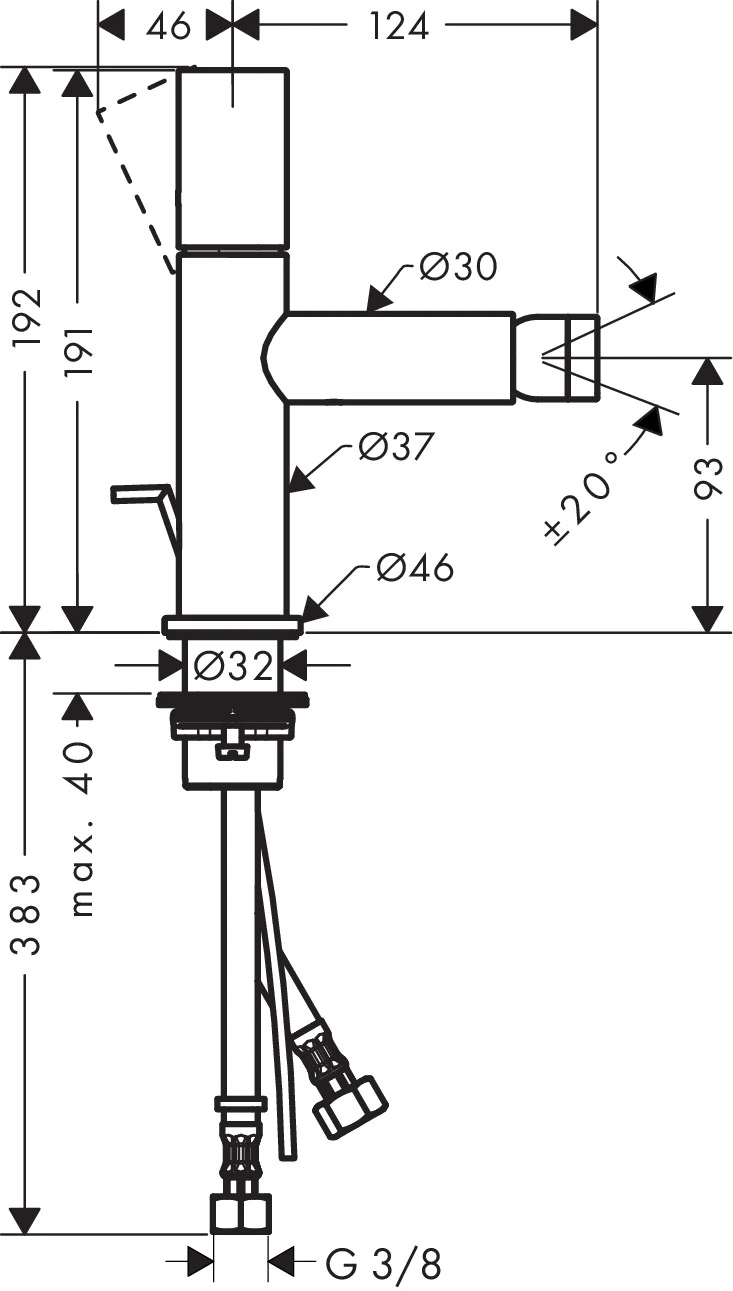 Bidetmischer Axor Uno Zerogriff chrom