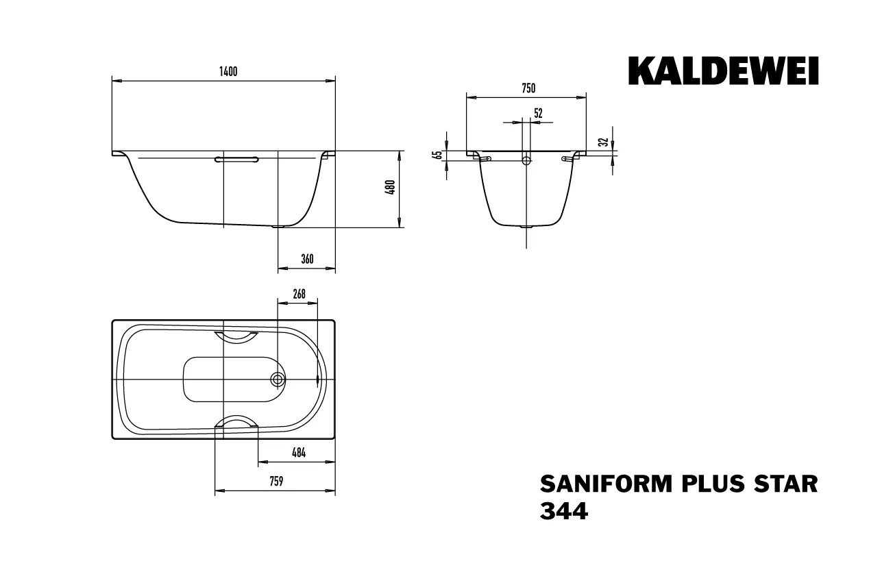 Kaldewei Badewanne tief „Saniform Plus“ Star rechteck 140 × 75 cm, mit Grifflochbohrungen in bahamabeige Kaldewei Badewanne tief „Saniform Plus“ Star rechteck 140 × 75 cm, mit Grifflochbohrungen in bahamabeige