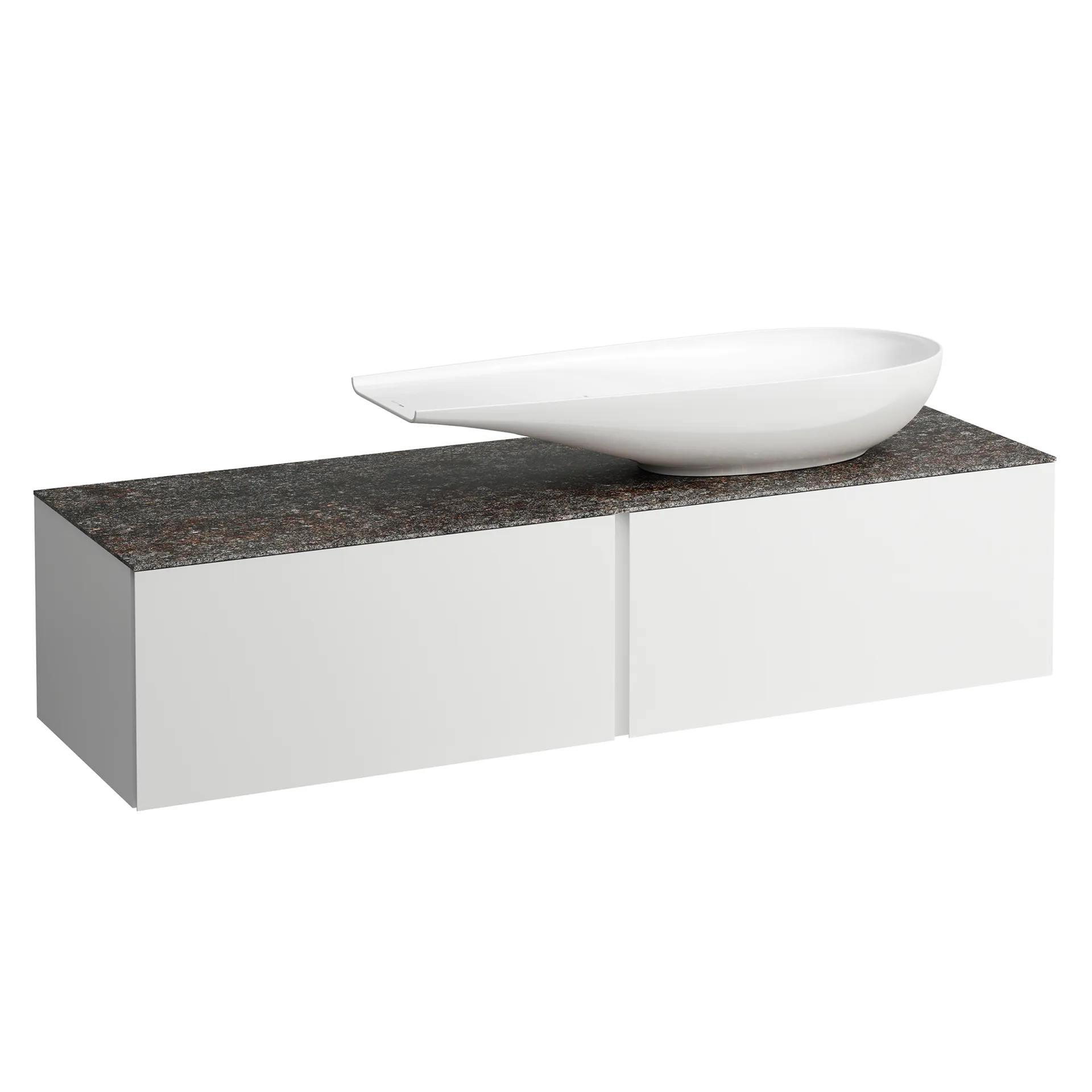 Schubladenelement (WT-Unterbau+WT-Platte) ILBAGNOALESSI 500x1600x370 2 Schubladen integrierte versteckte Griffe seitlich Vollauszug Soft-Close Ausschnitt rechts Marrone Naturale Top inkl. gebohrtes Hahnloch passend zu Waschtisch H818974 Weiß matt Schubladenelement (WT-Unterbau+WT-Platte) ILBAGNOALESSI 500x1600x370 2 Schubladen integrierte versteckte Griffe seitlich Vollauszug Soft-Close Ausschnitt rechts Marrone Naturale Top inkl. gebohrtes Hahnloch passend zu Waschtisch H818974 Weiß matt