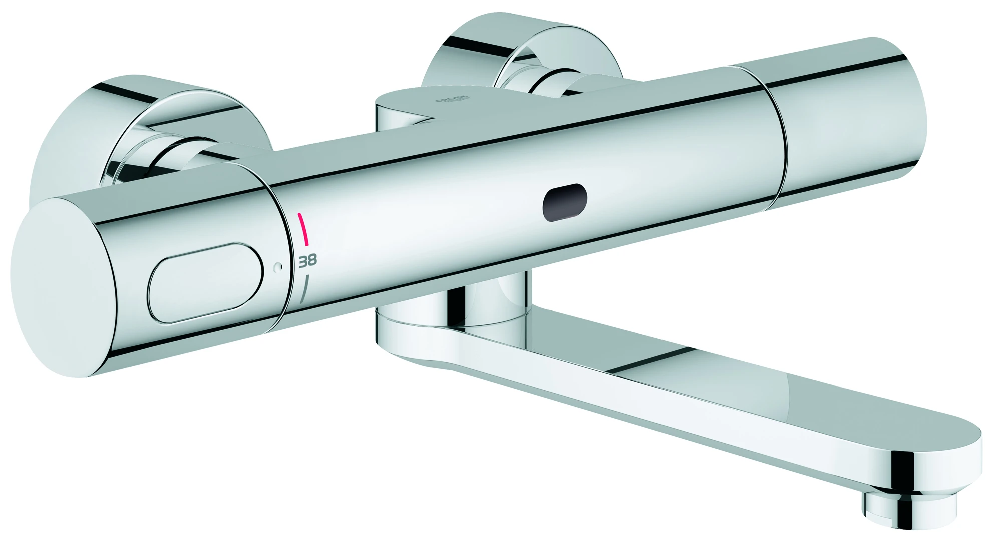 Infrarot-Elektronik für Waschtisch-Wandarmatur Eurosmart CE 36333, mit Mischeinrichtung und Thermostat, 6 V Lithium-Batterie, Typ CR-P2, Rückflussverhinderer, Ausladung 255 mm, chrom