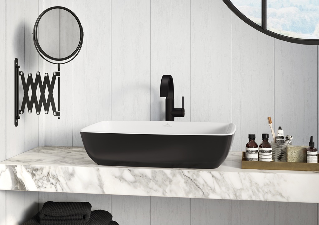 Villeroy & Boch Aufsatzwaschbecken Artis, 580x385x130 mm, Coal Black, TitanCeram, Classic, ohne Überlauf