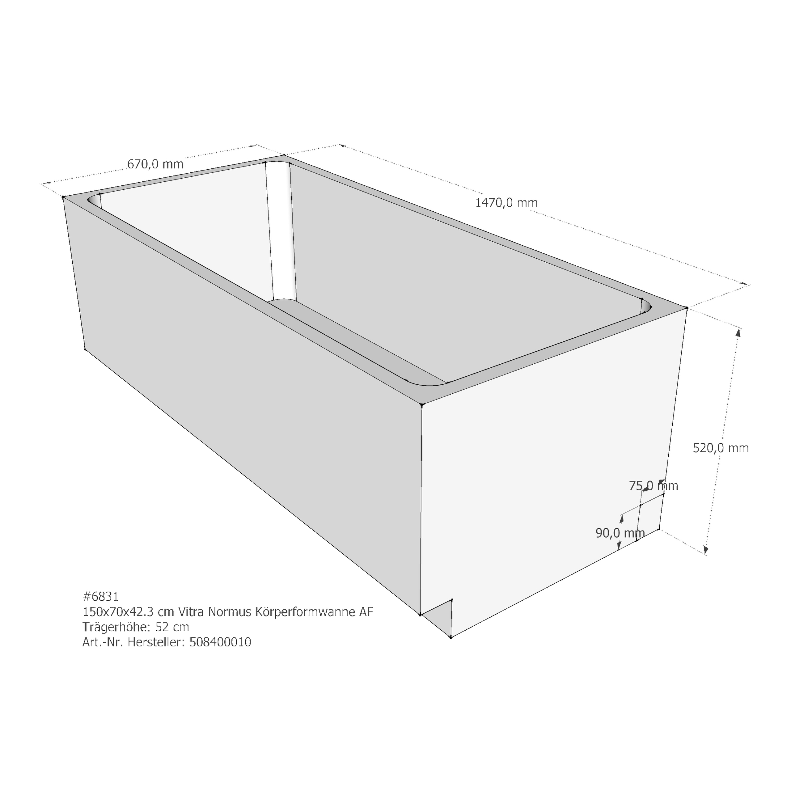 Badewannenträger für VitrA Normus 150 × 70 × 42,3 cm Badewannenträger für VitrA Normus 150 × 70 × 42,3 cm
