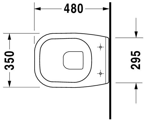 Set Wand-Tiefspül-WC Compact „D-Code“ 35 × 34 × 48 cm mit Spülrand, Duravit WC-Sitz „D-Code“ 36 × 43 × 4 cm Scharniere Edelstahl