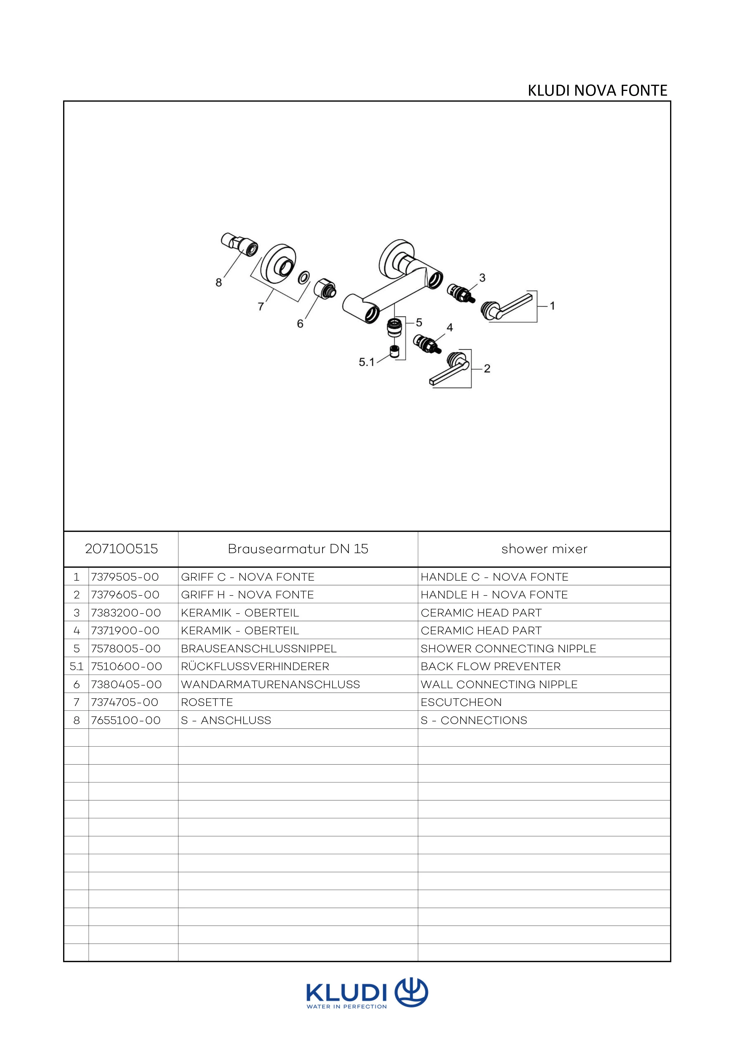 NOVA FONTE Brausearmatur PURISTIC chrom NOVA FONTE Brausearmatur PURISTIC chrom