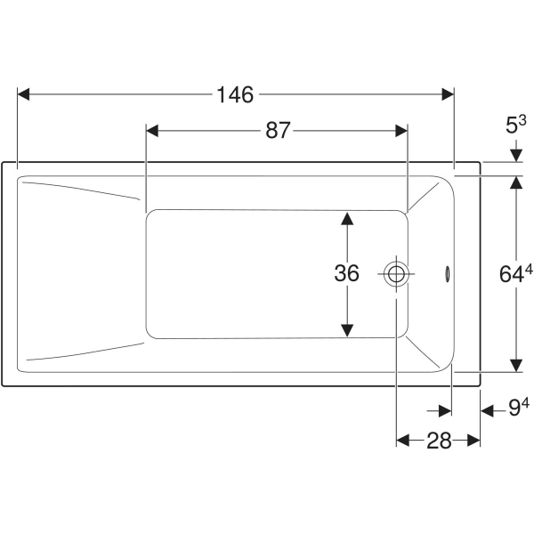 Geberit rechteck Badewanne „Renova Plan“ 160 × 75 cm