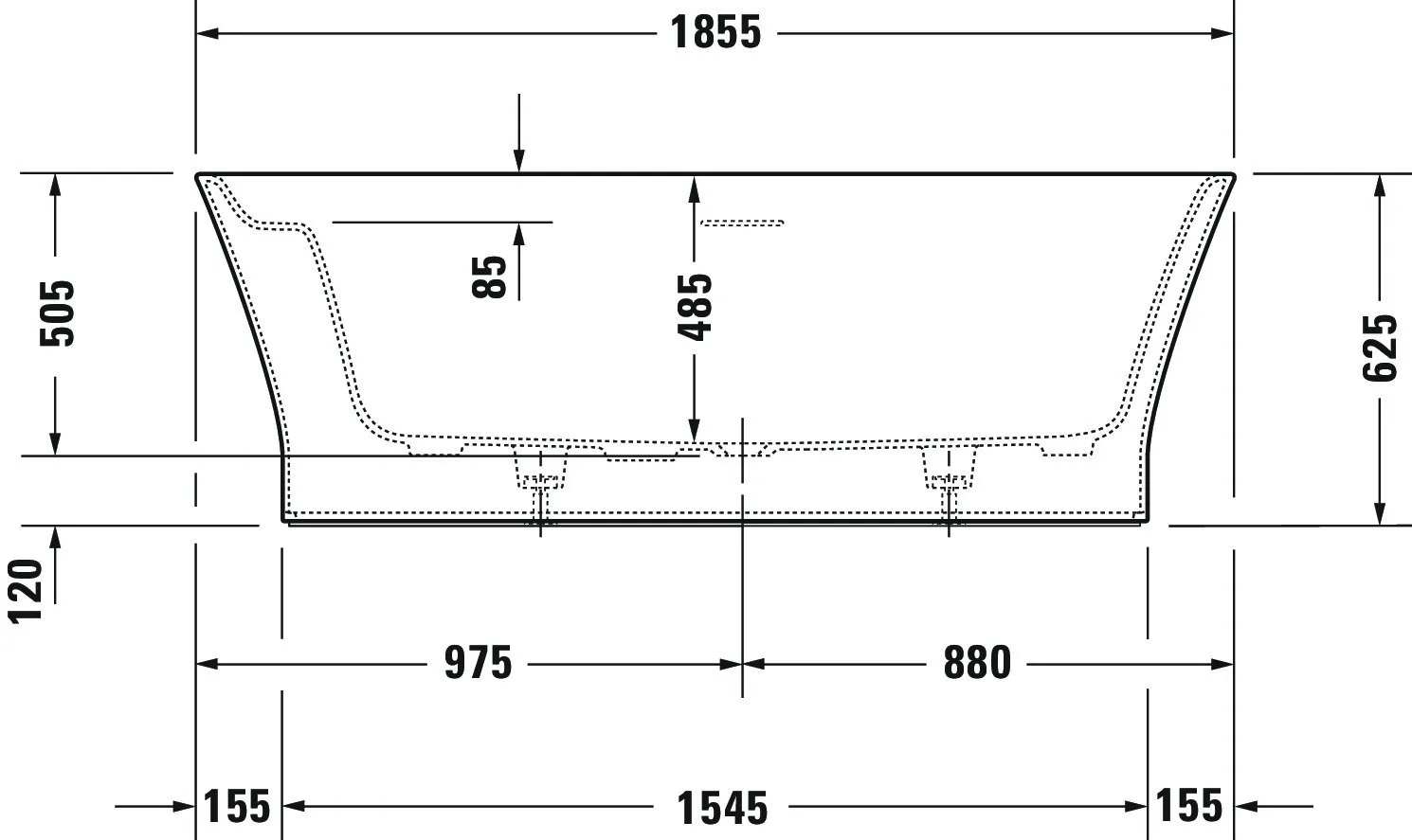 Duravit Badewanne „Cape Cod“ freistehend oval 185,5 × 88,5 cm