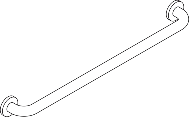 Haltegriff (ADA), Polyamid, matt, Achsmaß 762 mm, Tiefe 70 mm, Stangendurchmesser 33 mm, in Farbe 99 (Reinweiß)