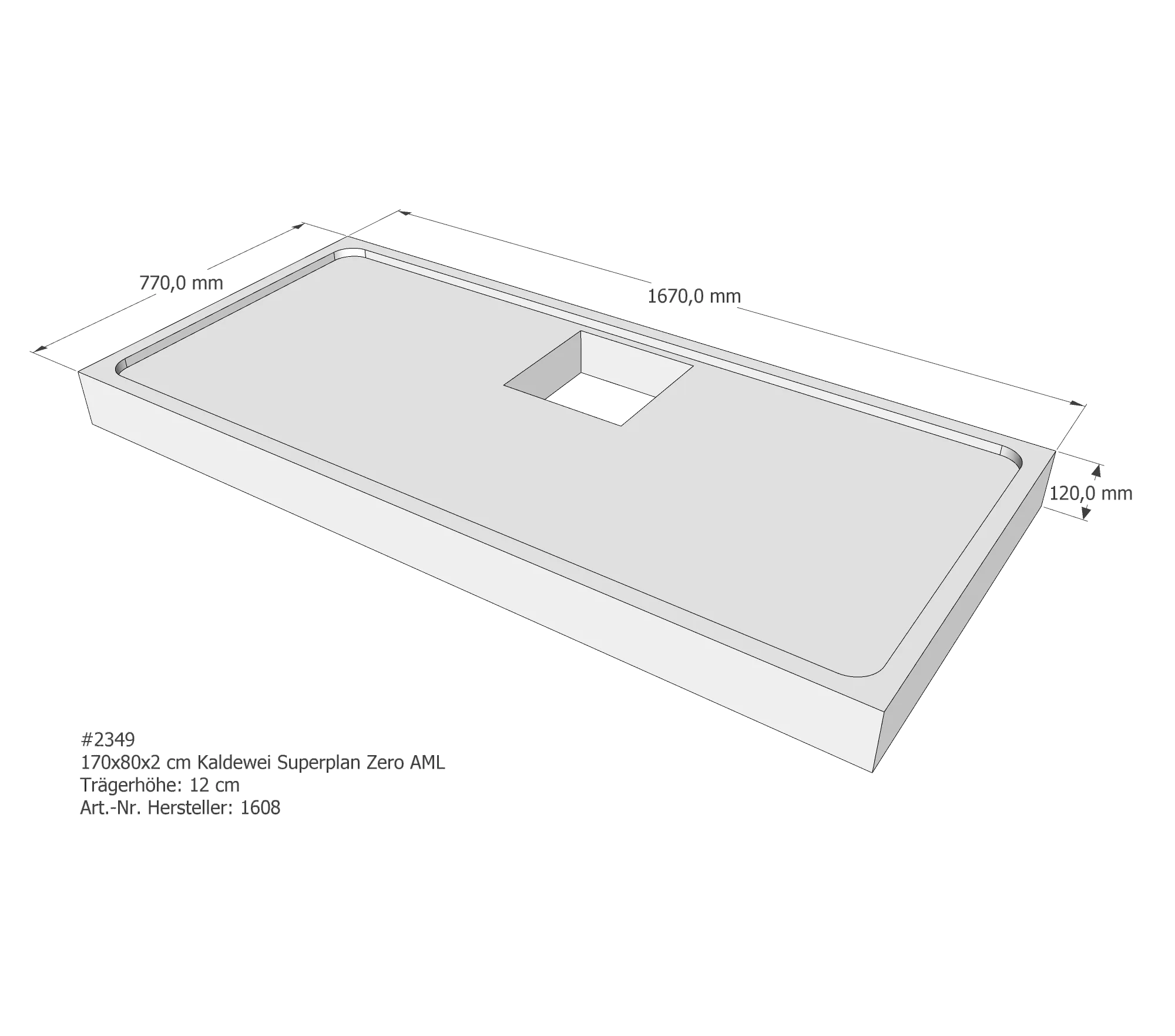 Duschwannenträger für Kaldewei Superplan Zero 170 × 80 × 2 cm Breite: 80 cm / Länge: 170 cm