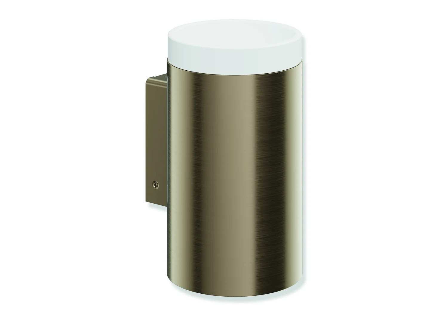HEWI Becher mit Halter System 162, PVD-beschichtet, Edelstahl, Bronze gebürstet, 70 mm Durchmesser, 124 mm hoch, 85 mm tief HEWI Becher mit Halter System 162, PVD-beschichtet, Edelstahl, Bronze gebürstet, 70 mm Durchmesser, 124 mm hoch, 85 mm tief