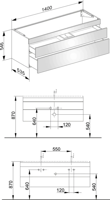 KEUCO Waschtischunterschrank „Edition 400“ Weiß (Lack, hochglanz), Weiß (Lack, hochglanz), ohne Beleuchtung 1400 × 546 × 535 mm KEUCO Waschtischunterschrank „Edition 400“ Weiß (Lack, hochglanz), Weiß (Lack, hochglanz), ohne Beleuchtung 1400 × 546 × 535 mm