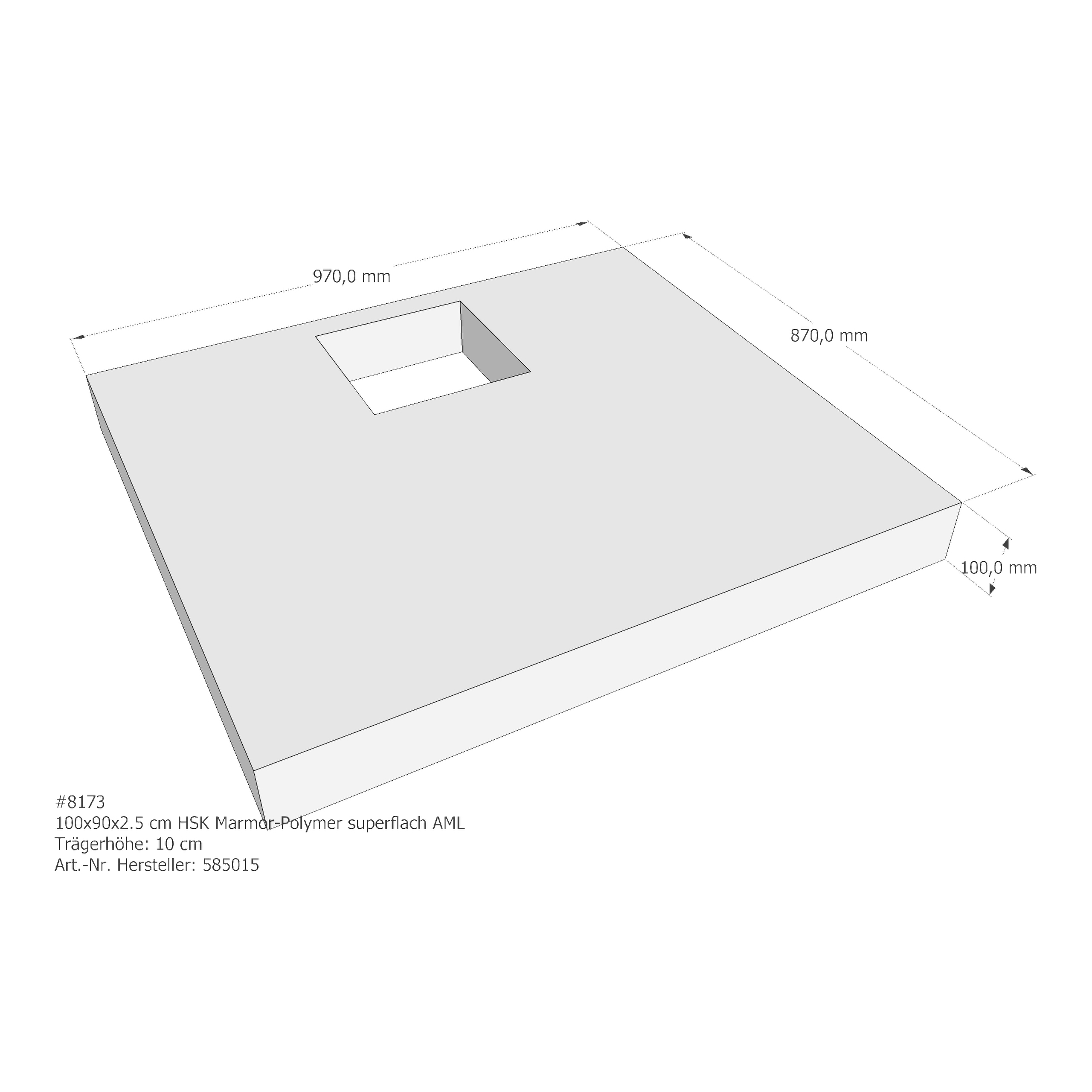 Duschwannenträger für HSK Marmor-Polymer superflach 100 × 90 × 2,5 cm