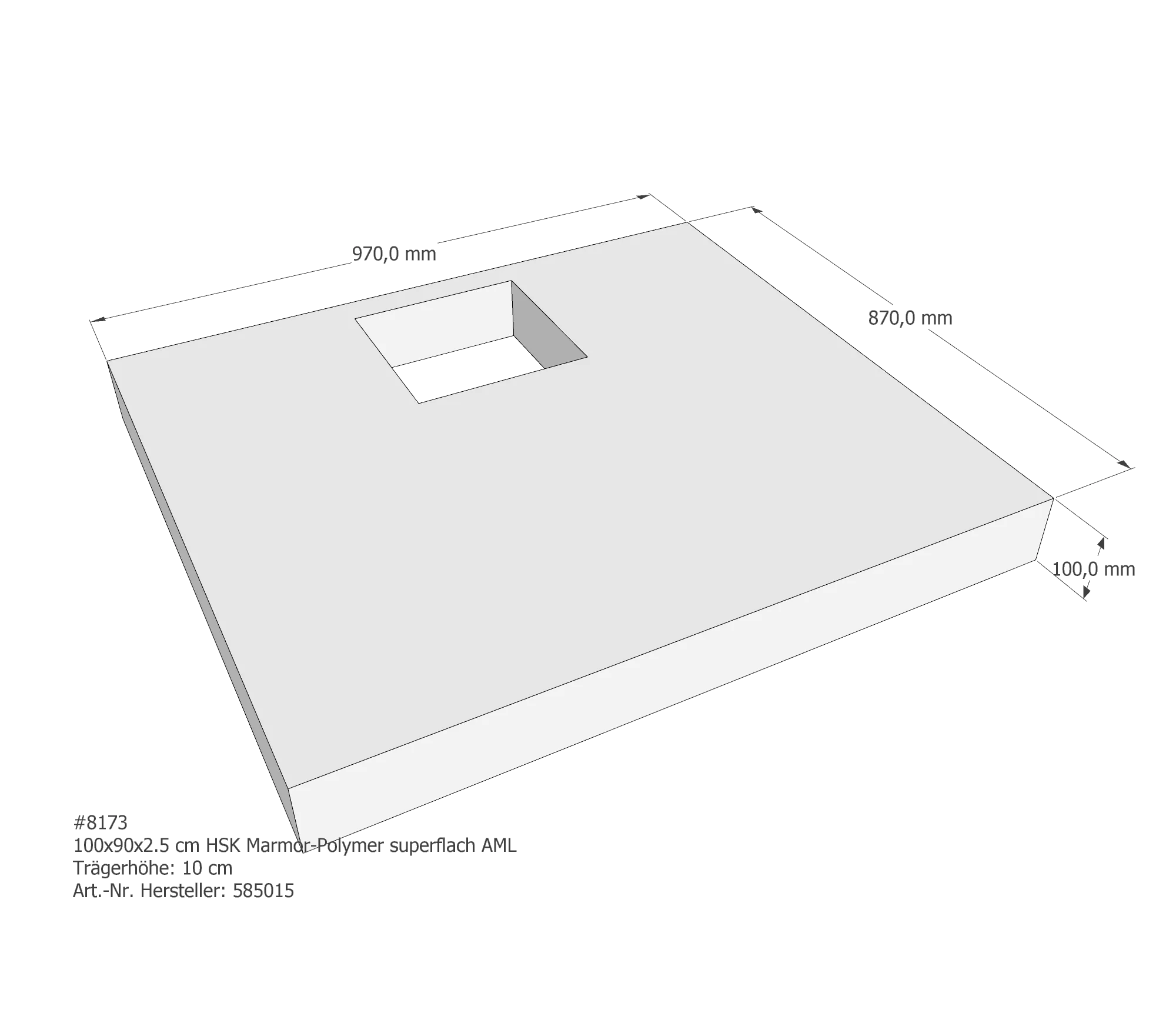 Duschwannenträger für HSK Marmor-Polymer superflach 100 × 90 × 2,5 cm Duschwannenträger für HSK Marmor-Polymer superflach 100 × 90 × 2,5 cm