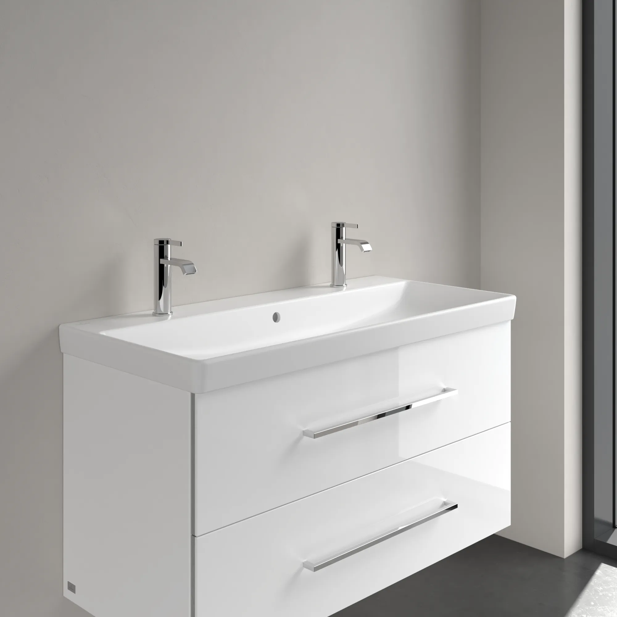 Villeroy & Boch Wandwaschtisch „Avento“ 1000 × 470 × 180 mm, für Becken mittig, Hahnlochposition links und rechts, mit Hahnlochbohrung in Stone White Villeroy & Boch Wandwaschtisch „Avento“ 1000 × 470 × 180 mm, für Becken mittig, Hahnlochposition links und rechts, mit Hahnlochbohrung in Stone White