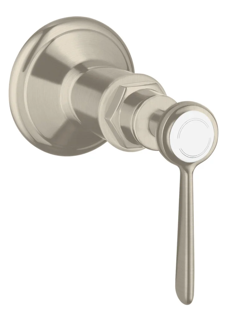 Hansgrohe AXOR Montreux Absperrventil Unterputz, Hebelgriff Brushed Nickel, Anschluss DN15/DN20, Geräuschgruppe II Hansgrohe AXOR Montreux Absperrventil Unterputz, Hebelgriff Brushed Nickel, Anschluss DN15/DN20, Geräuschgruppe II