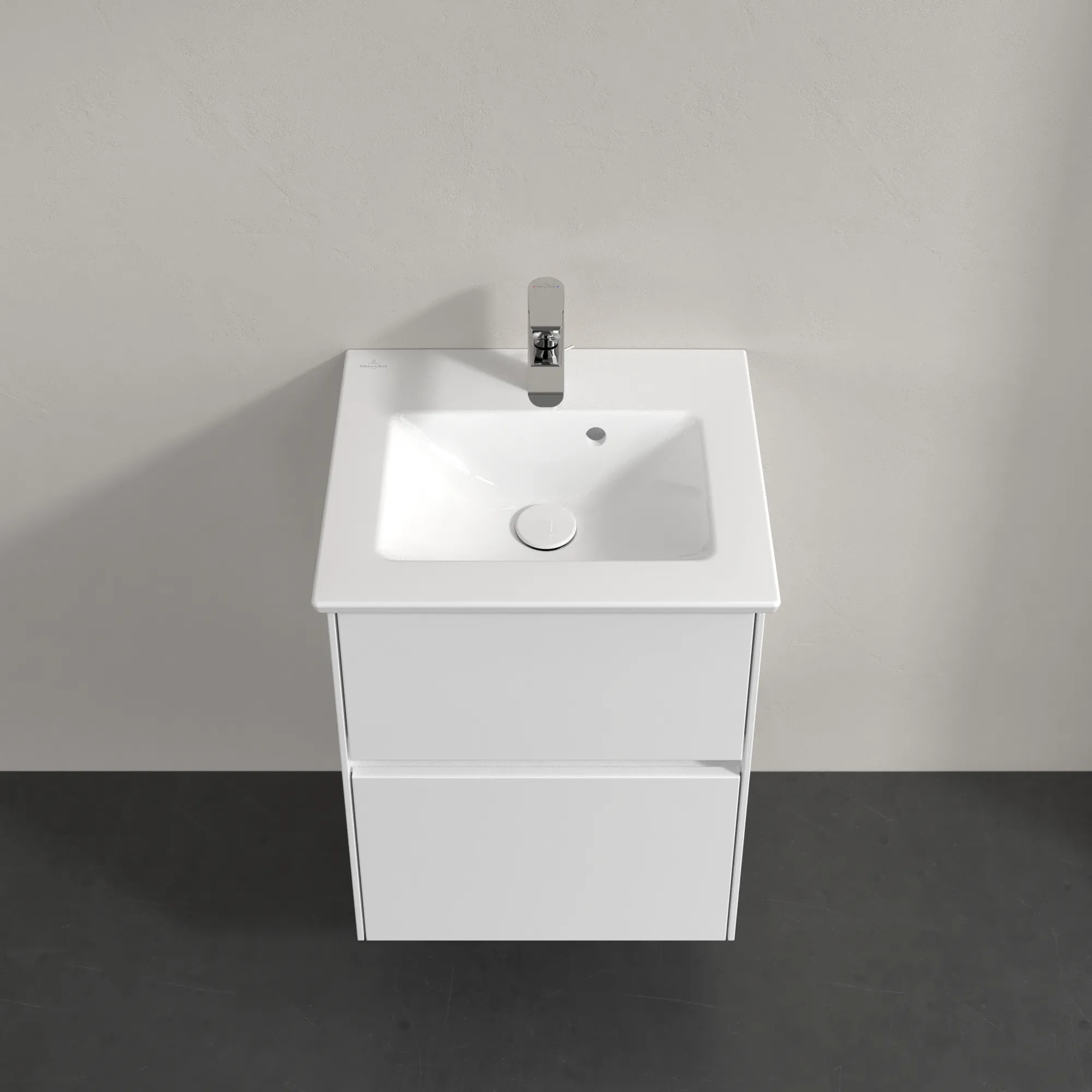 Villeroy & Boch Waschtischunterschrank „Collaro“ 472 × 610 × 404 mm Weiß Matt, mit Beleuchtung, für Becken mittig