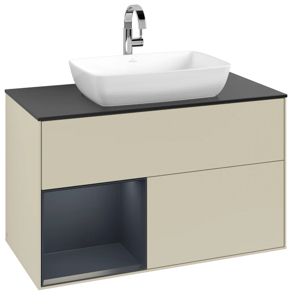 Villeroy & Boch Waschbeckenunterschrank Finion F77, 1000 x 603 x 501 mm, Silk Grey Matt Lacquer, mit Beleuchtung und Push-to-open Funktion Villeroy & Boch Waschbeckenunterschrank Finion F77, 1000 x 603 x 501 mm, Silk Grey Matt Lacquer, mit Beleuchtung und Push-to-open Funktion