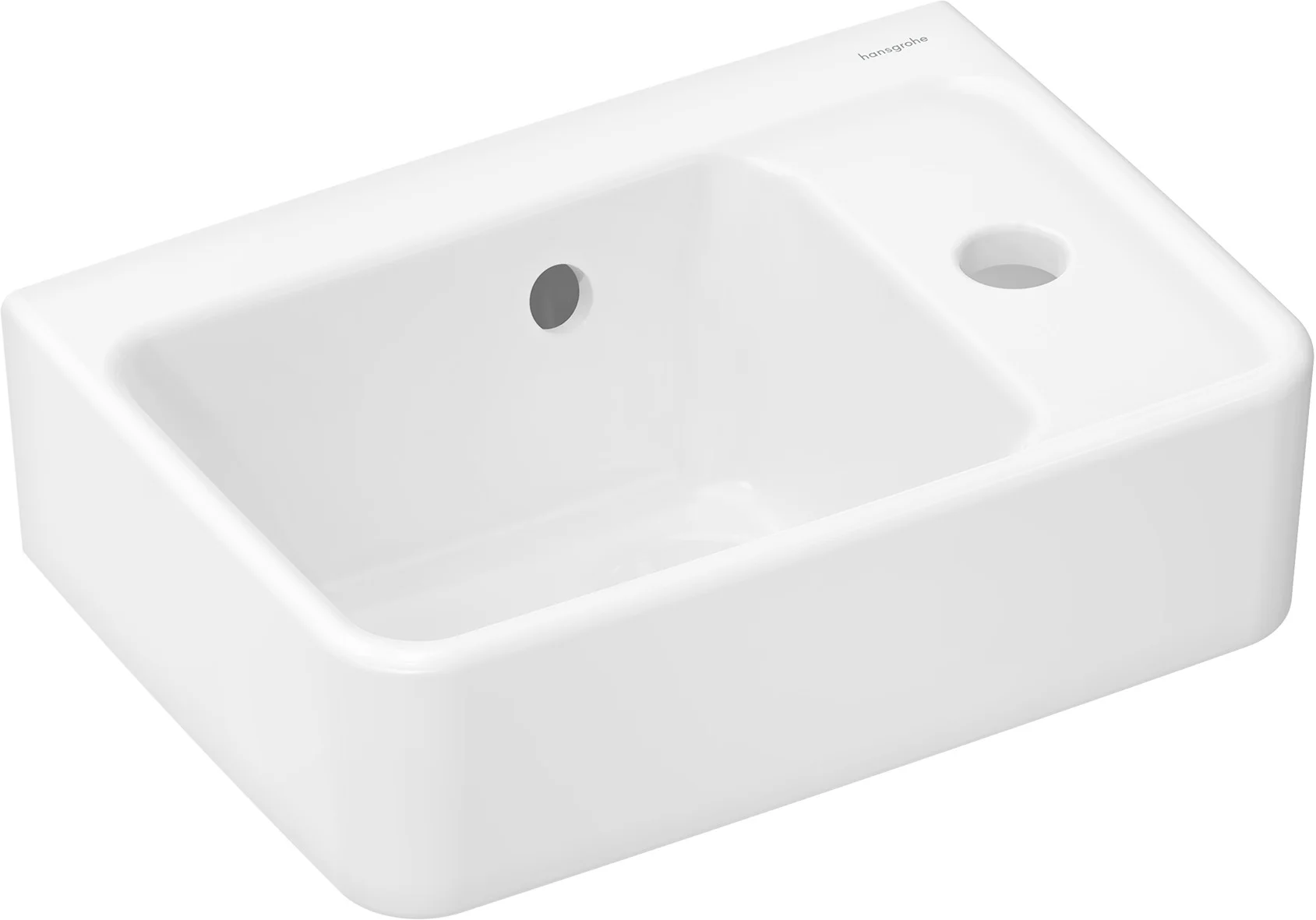 Hansgrohe Handwaschbecken Xanuia Q, weiß, 360x250 mm, wandhängend mit Hahnloch und Überlauf