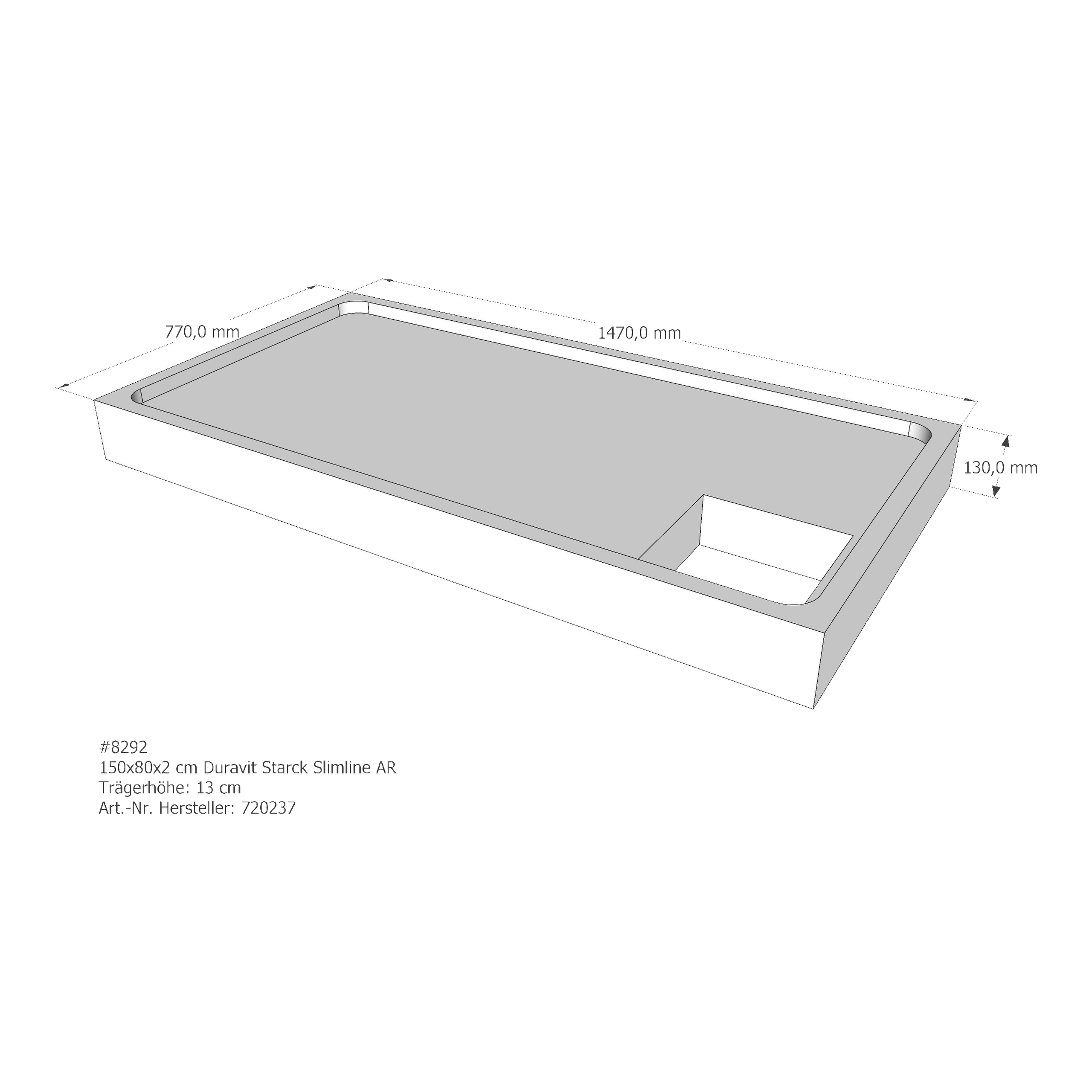 Duschwannenträger für Duravit Starck Slimline 150 × 80 × 2 cm Breite: 80 cm / Länge: 150 cm Duschwannenträger für Duravit Starck Slimline 150 × 80 × 2 cm Breite: 80 cm / Länge: 150 cm