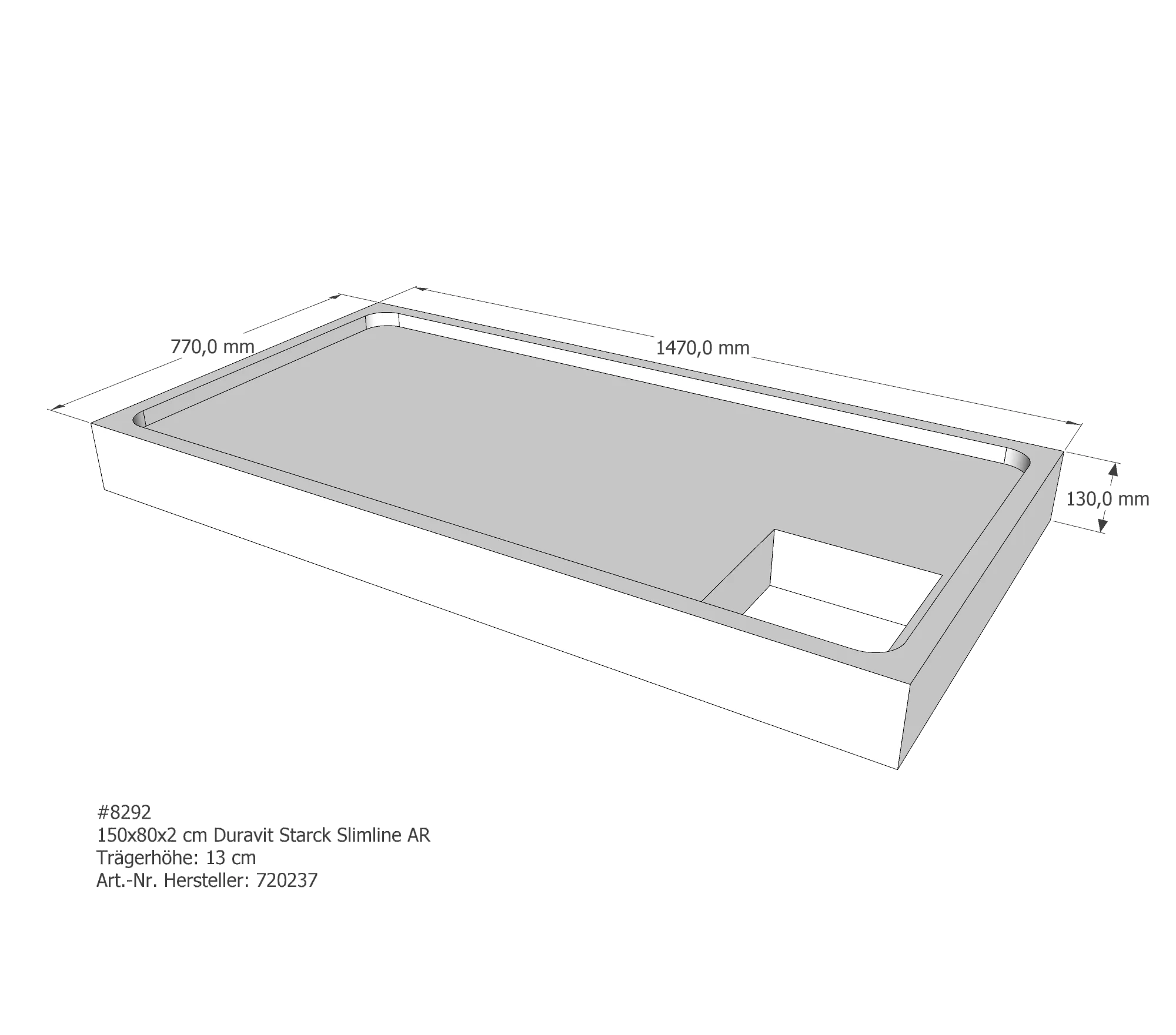 Duschwannenträger für Duravit Starck Slimline 150 × 80 × 2 cm Breite: 80 cm / Länge: 150 cm Duschwannenträger für Duravit Starck Slimline 150 × 80 × 2 cm Breite: 80 cm / Länge: 150 cm