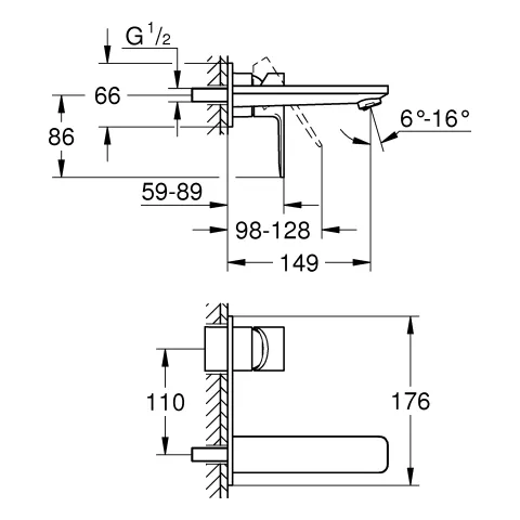 Grohe Lineare 2-Loch-Waschtischbatterie Wandmontage hard graphite gebürstet Grohe Lineare 2-Loch-Waschtischbatterie Wandmontage hard graphite gebürstet