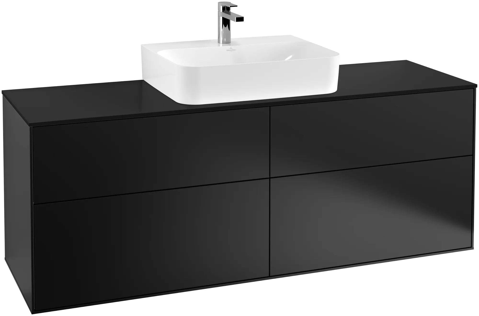 Villeroy & Boch Finion Waschbeckenunterschrank G19, 1600x603x501mm, Black Matt Lacquer / Glass Black Matt