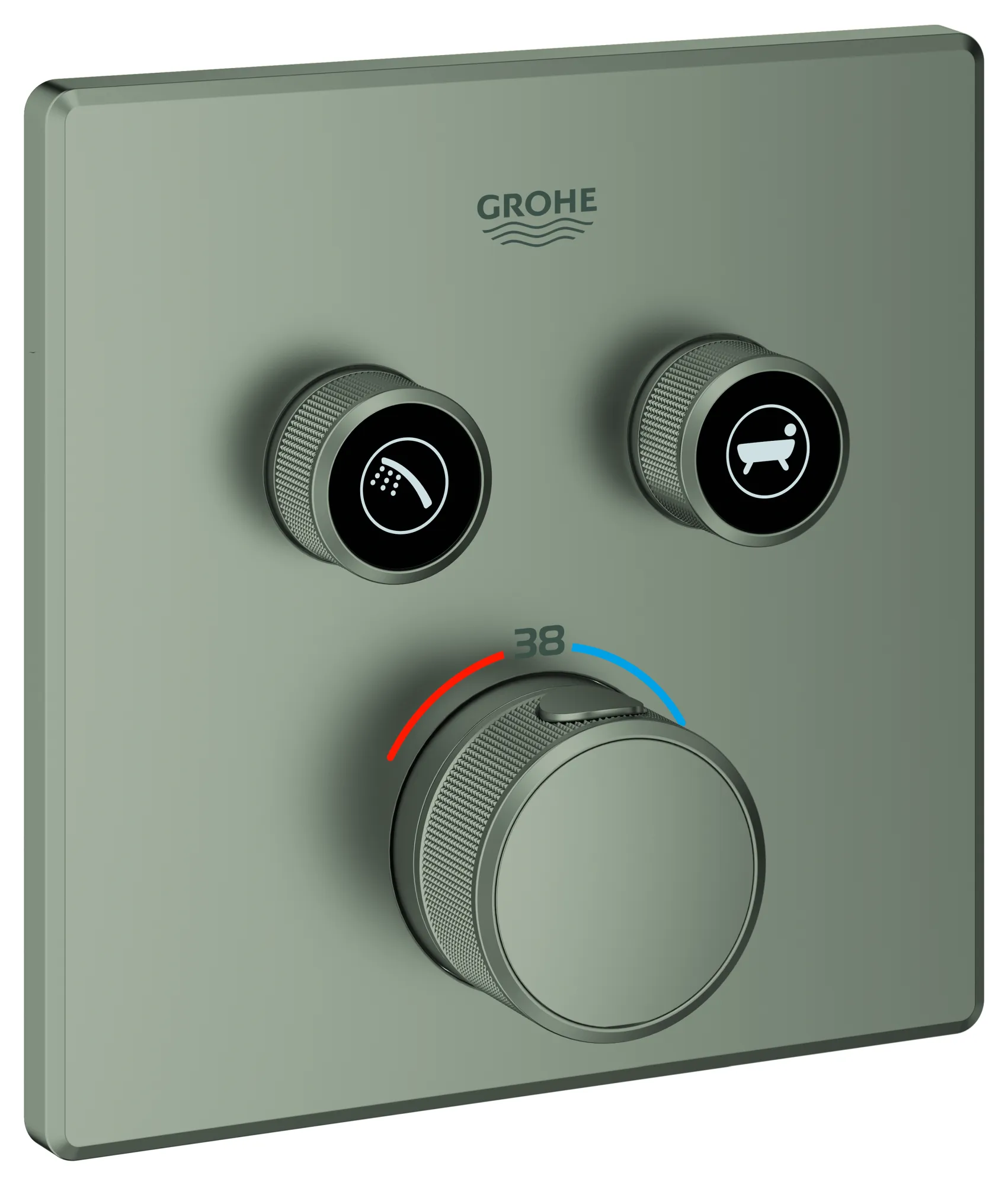 Thermostat Grohtherm SmartControl 29124, mit 2 Absperrventilen, Fertigmontageset für Rapido SmartBox, Wandrosette eckig