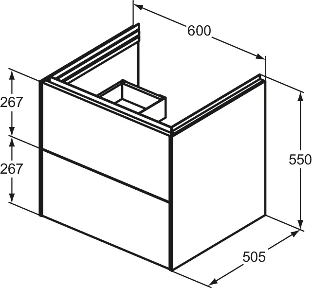 Ideal Standard Waschtischunterschrank „Conca“ 60 × 55,5 × 50,5 cm Walnuss dunkel Furnier