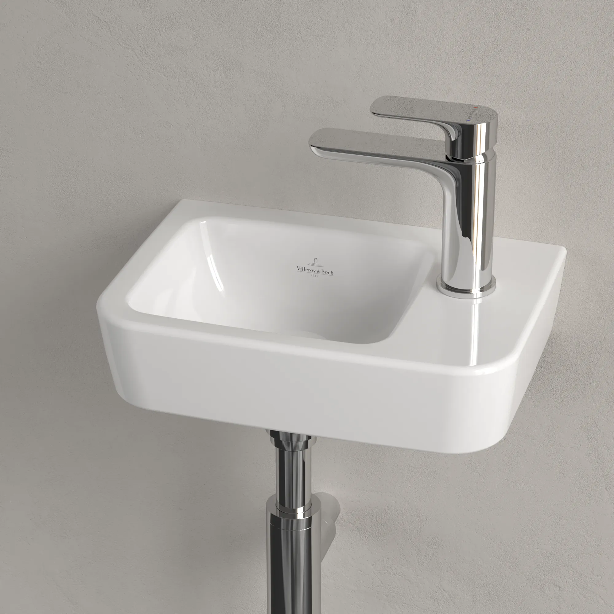 Villeroy & Boch Handwaschbecken „O.novo“ Compact 360 × 250 × 145 mm, Hahnlochposition rechts, für Becken links, mit Hahnlochbohrung in Weiß Alpin Villeroy & Boch Handwaschbecken „O.novo“ Compact 360 × 250 × 145 mm, Hahnlochposition rechts, für Becken links, mit Hahnlochbohrung in Weiß Alpin