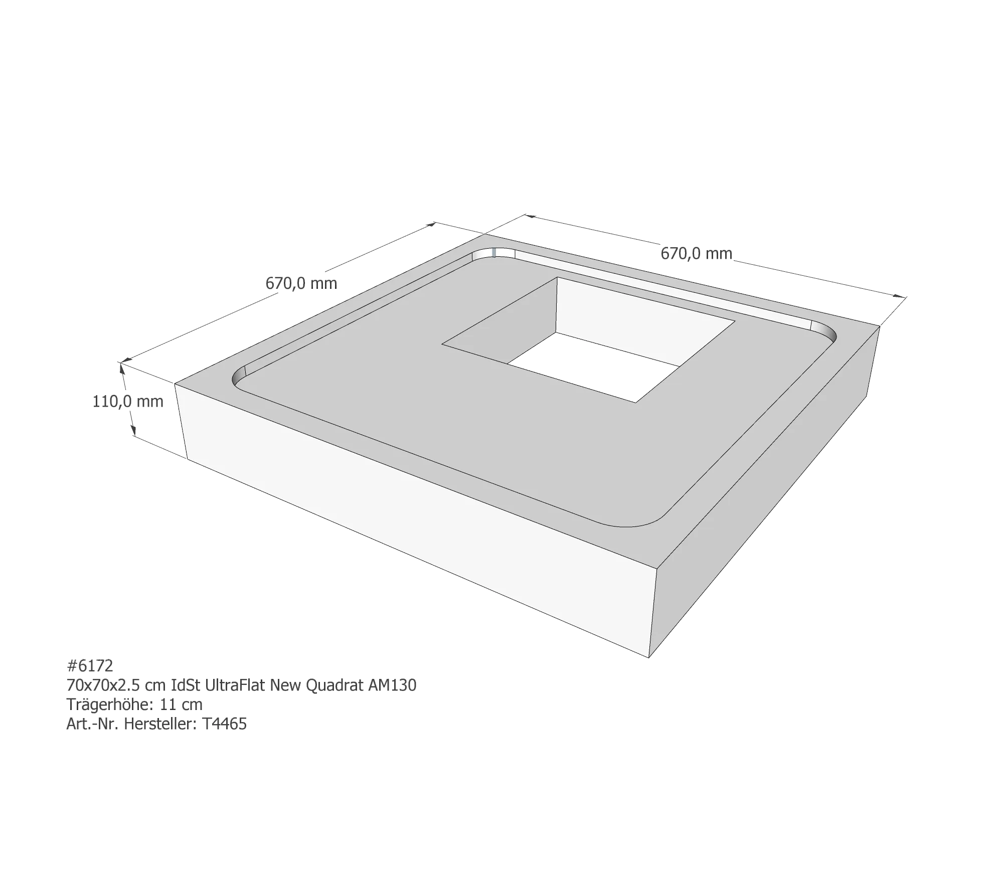 Duschwannenträger für Ideal Standard Ultra Flat New 70 × 70 × 2,5 cm