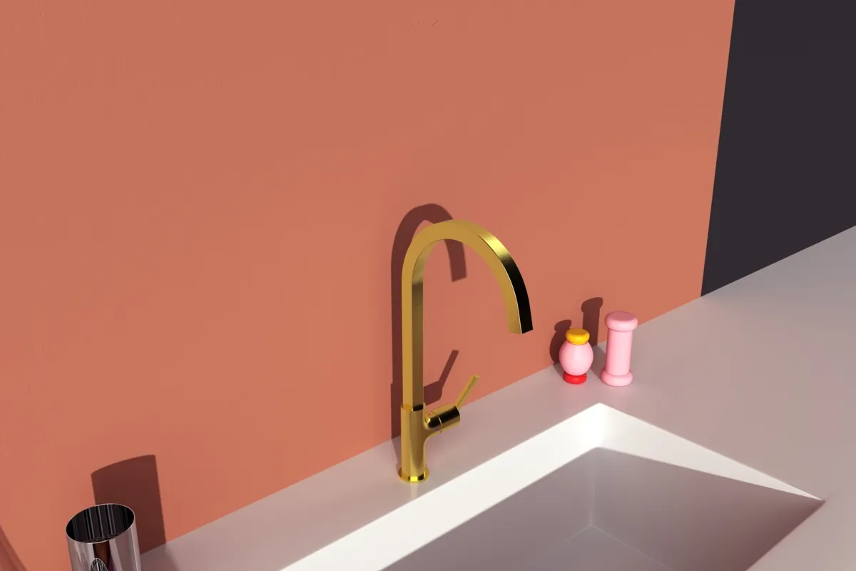 Küchenarmatur Gusto Ausladung 204mm eckiger Auslauf Brushed Gold Küchenarmatur Gusto Ausladung 204mm eckiger Auslauf Brushed Gold