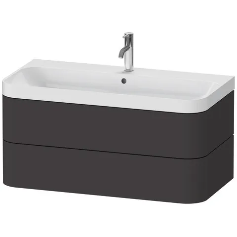 Duravit Waschtischunterschrank c-shaped Set wandhängend „Happy D.2 Plus“ 97,5 × 48 × 49 cm Graphit Supermatt