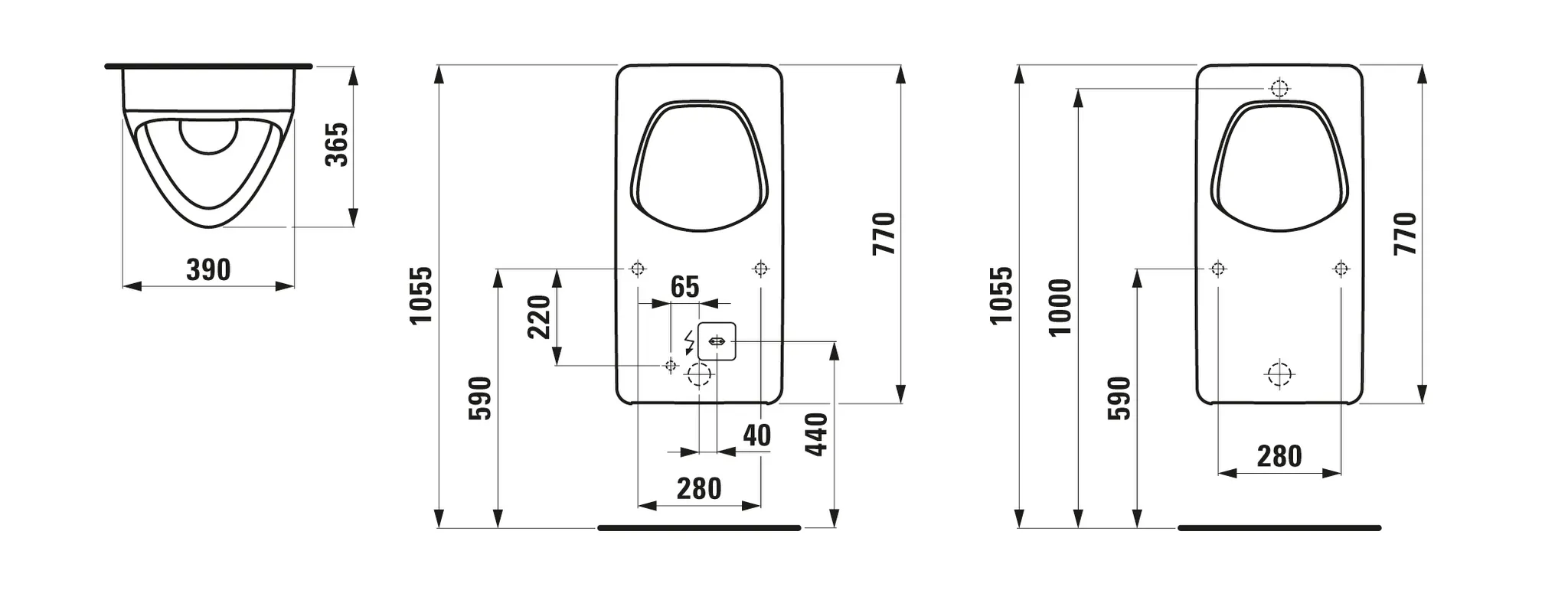 Absaugeurinal ANTERO 365x390x770 Wasserzulauf innen ohne elektronischer Steuerung weiß