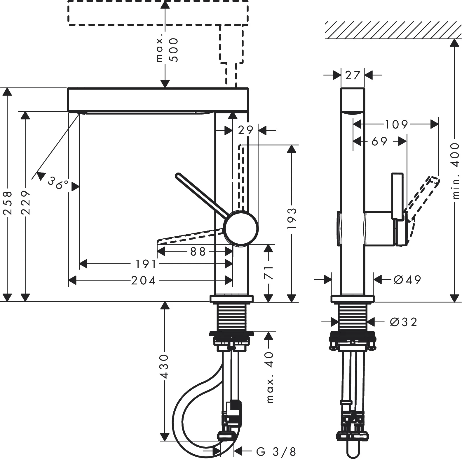 Hansgrohe Finoris Einhebel-Waschtischmischer 230 mit Ausziehbrause 2jet Chrom, Ausladung 191 mm, Auslaufhöhe 229 mm, Hebelgriff, Laminarstrahl und PowderRain, max. Durchflussmenge 5 l/min bei 3 bar Hansgrohe Finoris Einhebel-Waschtischmischer 230 mit Ausziehbrause 2jet Chrom, Ausladung 191 mm, Auslaufhöhe 229 mm, Hebelgriff, Laminarstrahl und PowderRain, max. Durchflussmenge 5 l/min bei 3 bar