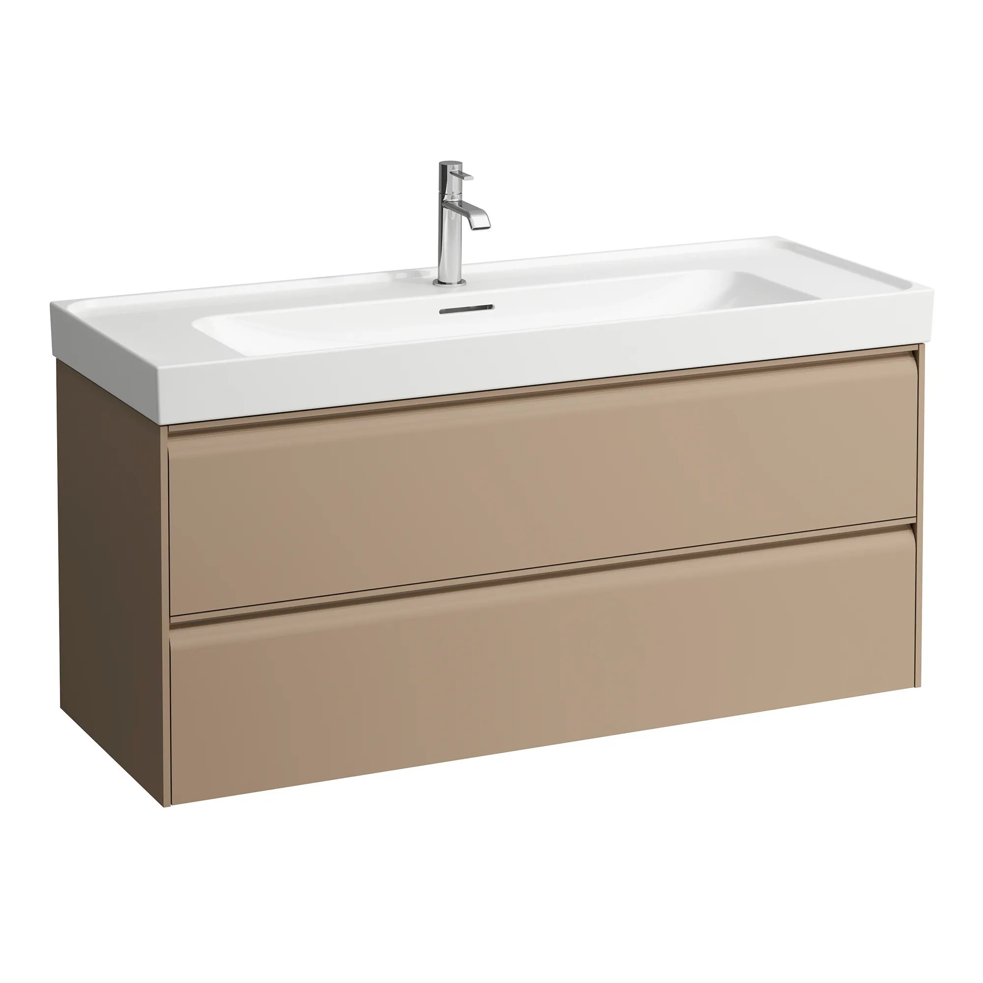 Waschtischunterbau, MEDA, 448x1182x515, mit 2 Schubladen, 1 Ordnungssystem, integrierte Griffleiste, Vollauszug und Soft-Close, für Waschtisch MEDA H814111 (120 cm), weiß matt Waschtischunterbau, MEDA, 448x1182x515, mit 2 Schubladen, 1 Ordnungssystem, integrierte Griffleiste, Vollauszug und Soft-Close, für Waschtisch MEDA H814111 (120 cm), weiß matt