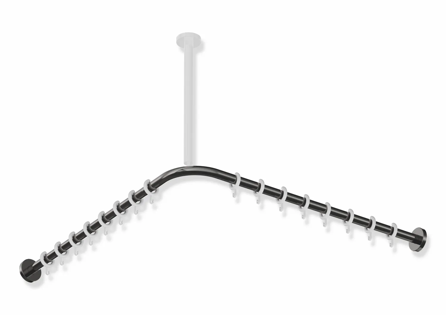 Vorhangstange des Systems 900, Edelstahl, PVD, Achsmaß 787 x 787 mm, kürzbar, D: 25 mm, mit 10 Vorhangringen aus POM, in Farbe CK (messing glänzend) Vorhangstange des Systems 900, Edelstahl, PVD, Achsmaß 787 x 787 mm, kürzbar, D: 25 mm, mit 10 Vorhangringen aus POM, in Farbe CK (messing glänzend)