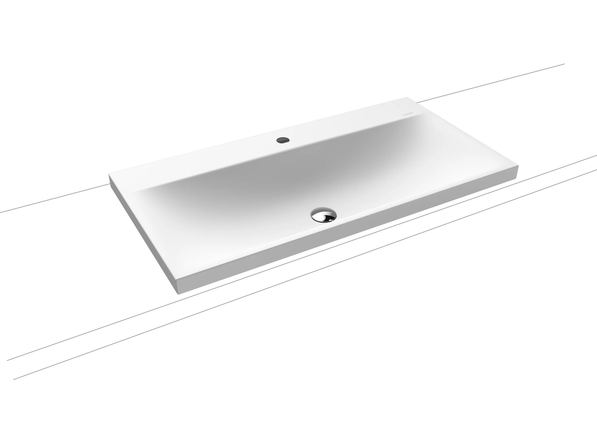 Kaldewei SILENIO Aufsatzwaschtisch, alpinweiß matt, 900x460 mm, Randhöhe 40 mm, mit Überlauf und 1er Hahnlochbohrung