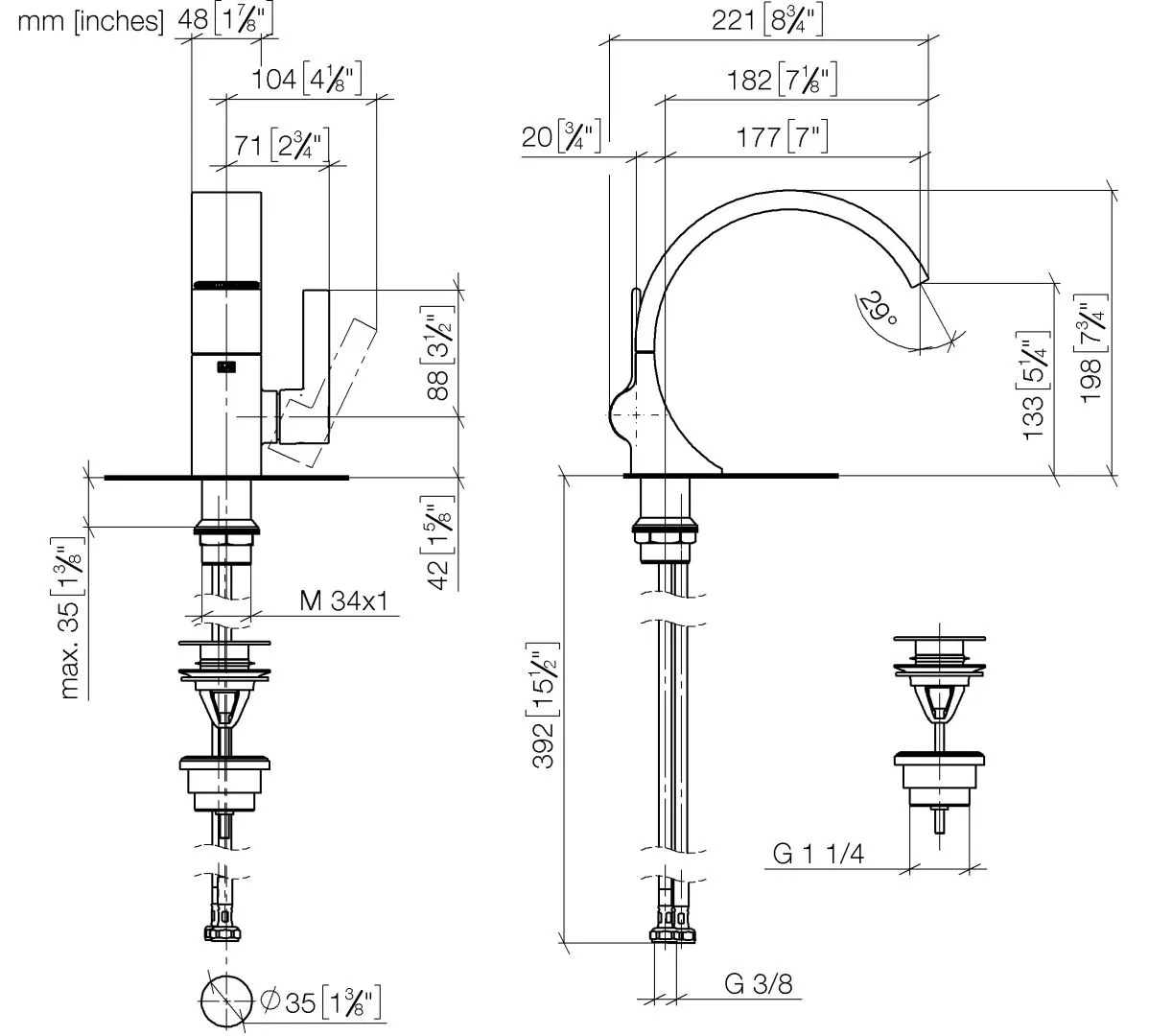 Waschtisch-Einhandbatterie mit Ablaufgarnitur CYO Chrom 33505811