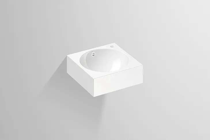 Waschbecken „MC-Serie“ 450 × 160 mm, mittig, Hahnlochposition rechts mit ProShield Waschbecken „MC-Serie“ 450 × 160 mm, mittig, Hahnlochposition rechts mit ProShield