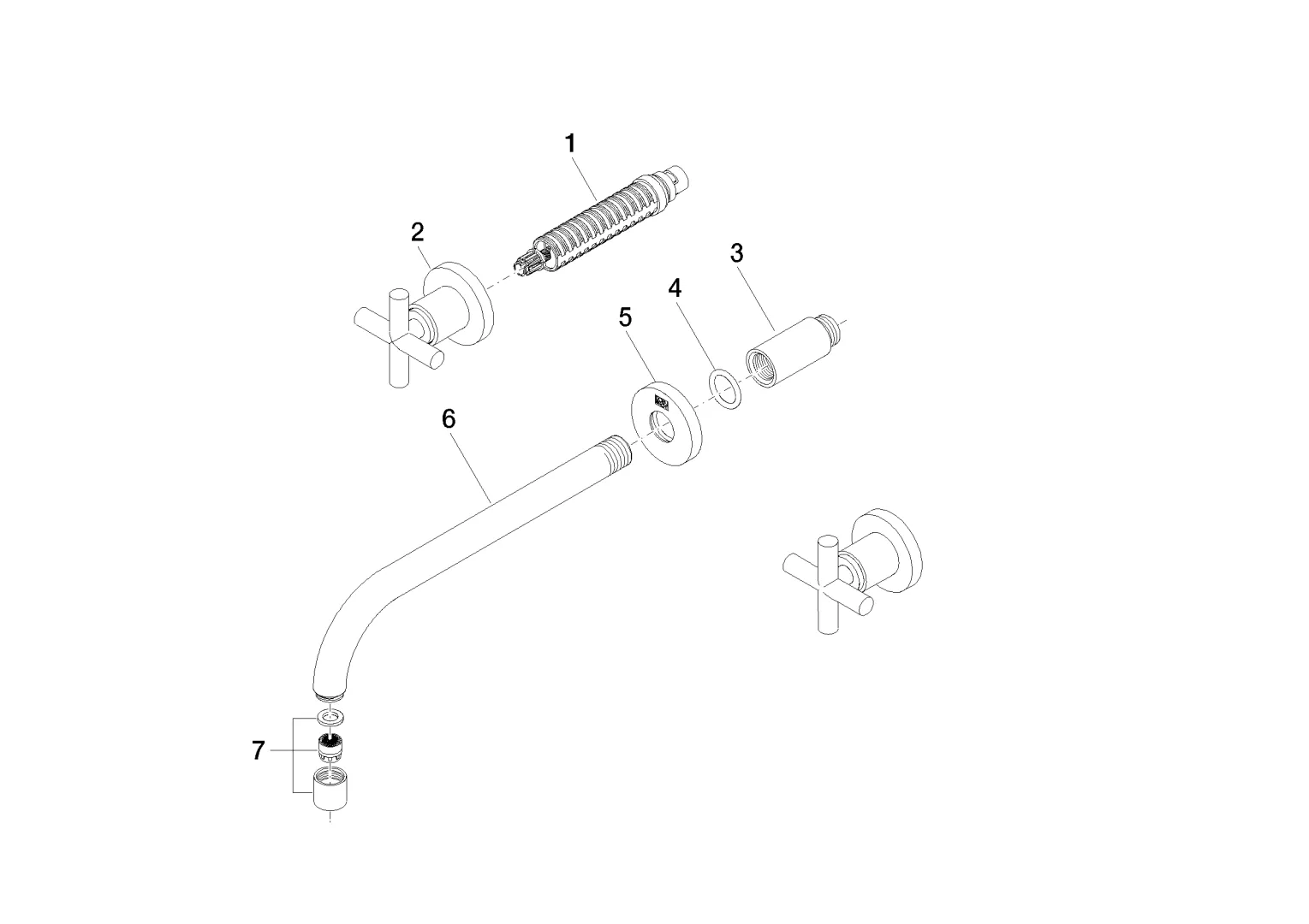 Waschtisch-Wandbatterie ohne Ablaufgarnitur TARA Chrom 36717892