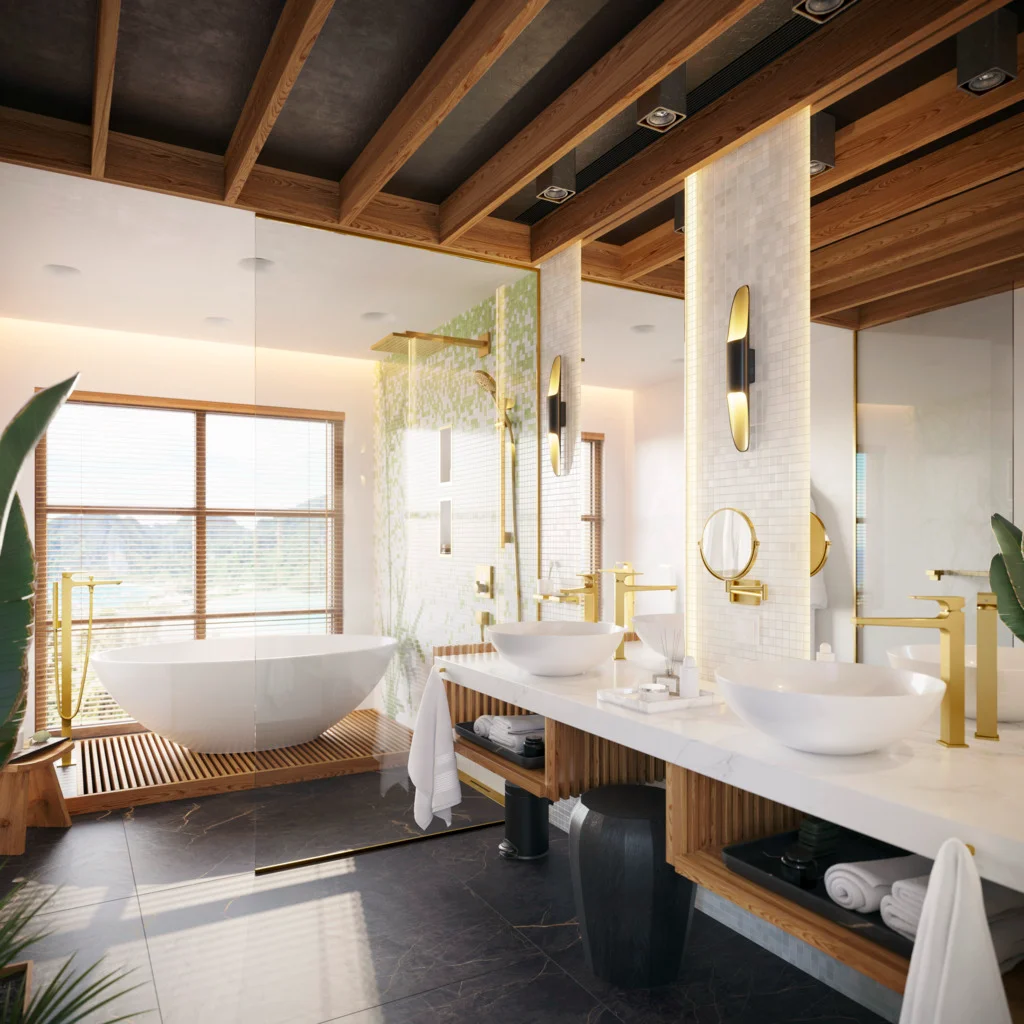Hansgrohe RainDrain Flex Duschrinne 1000 mm, Polished Gold Optic, wandangebunden, höhenverstellbar um 10 mm, bis zu 60 l/min Ablaufleistung