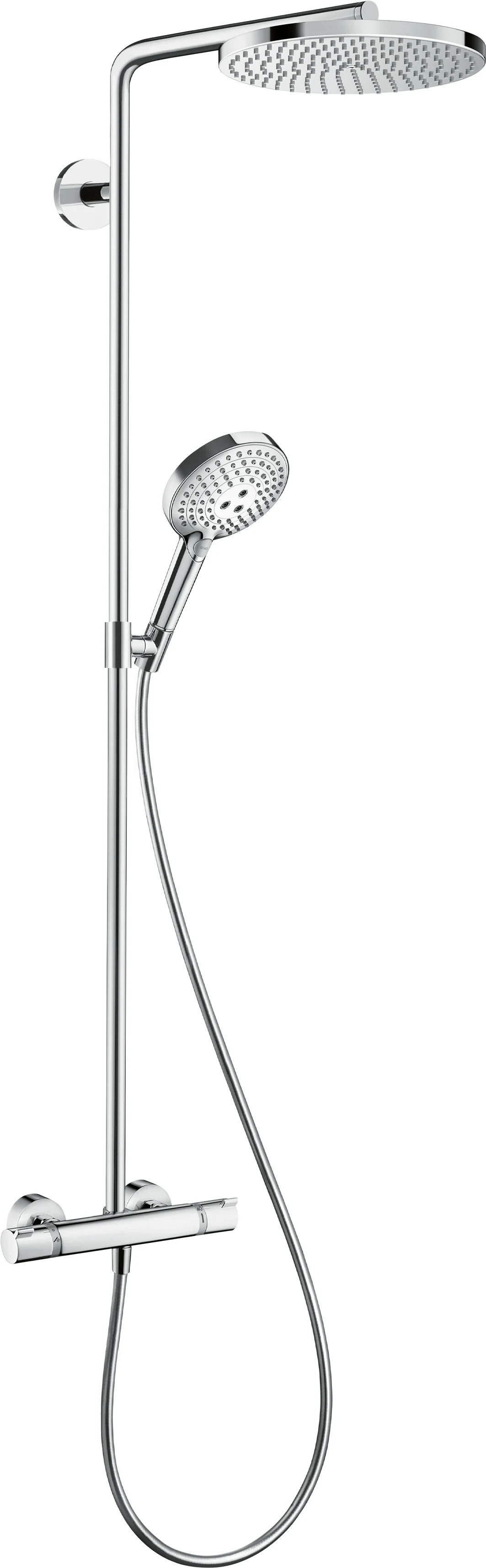 Hansgrohe Showerpipe Raindance Select S 240, 1jet PowderRain Chrom, 2 Verbraucher, Aufputzinstallation, DN15, G 1/2, 150 ± 12 mm, 25 mm Durchmesser Hansgrohe Showerpipe Raindance Select S 240, 1jet PowderRain Chrom, 2 Verbraucher, Aufputzinstallation, DN15, G 1/2, 150 ± 12 mm, 25 mm Durchmesser