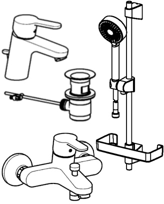 HA Badezimmer Armaturen Paket HANSAPRIMO 4900 DN15 Chrom