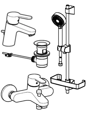 HansaPRIMO Wasserhahn-Set Badezimmer Armaturen Paket HansaPRIMO 4900 DN15 Chrom