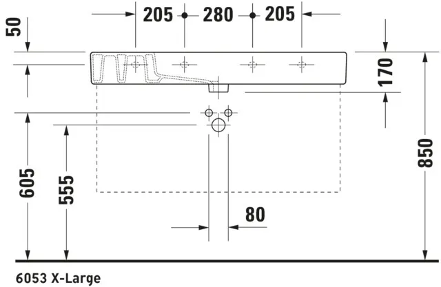 Wandwaschtisch „Vero“, mit Überlauf, Hahnlochposition mittig Wandwaschtisch „Vero“, mit Überlauf, Hahnlochposition mittig
