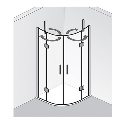 HSK teilgerahmt Runddusche pendelbar 4-teilig gleichschenklig und ungleichschenklig „Aperto“ Glas Linea 02, Profile Schwarz-matt, B: 900 mm H: 2000 mm T: 1000 mm HSK teilgerahmt Runddusche pendelbar 4-teilig gleichschenklig und ungleichschenklig „Aperto“ Glas Linea 02, Profile Schwarz-matt, B: 900 mm H: 2000 mm T: 1000 mm