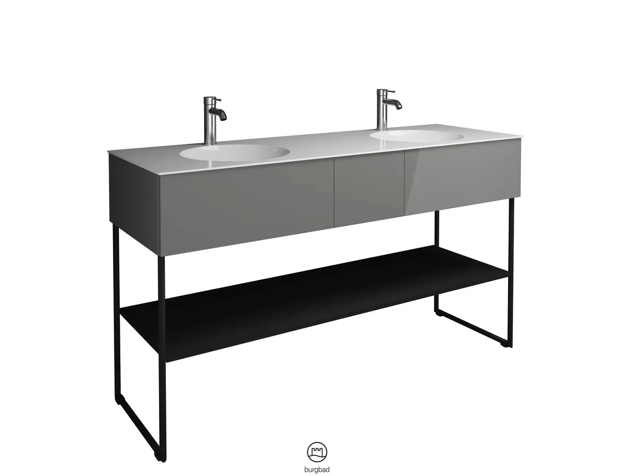 burgbad Coco HGL Mineralguss-Waschtisch inkl. Waschtischunterschrank, 505x1506x870mm