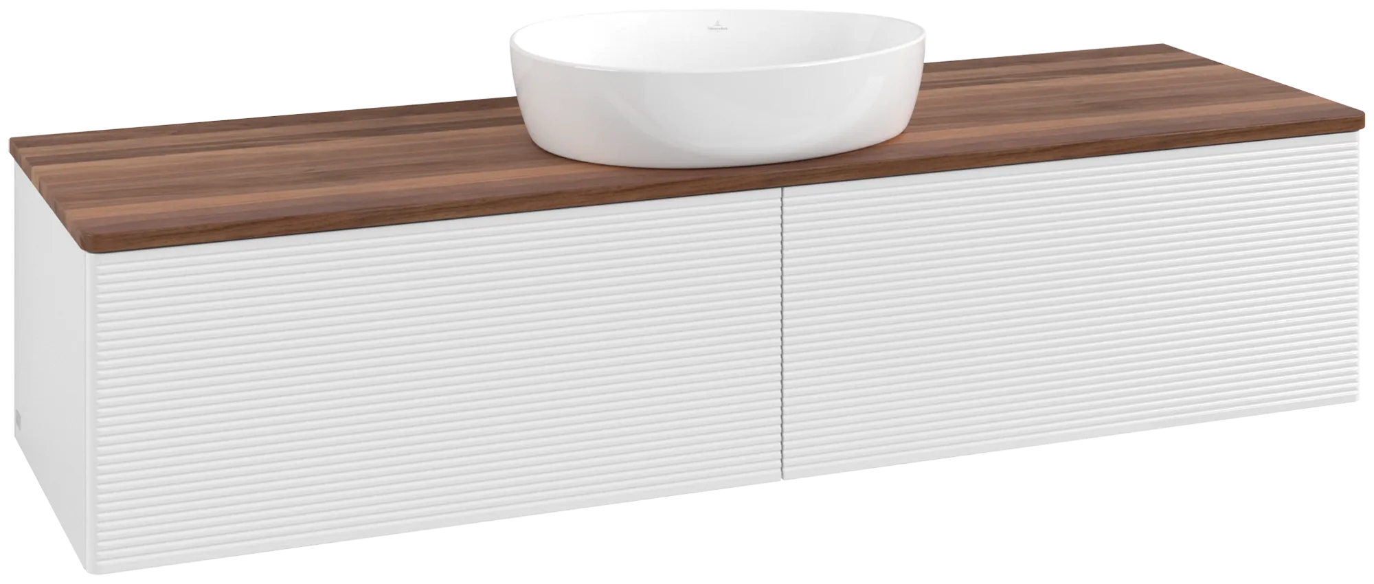 Villeroy & Boch Antao Waschbeckenunterschrank L36_1 Eckig 1600x360x500mm Glossy White Lacquer / Warm Walnut