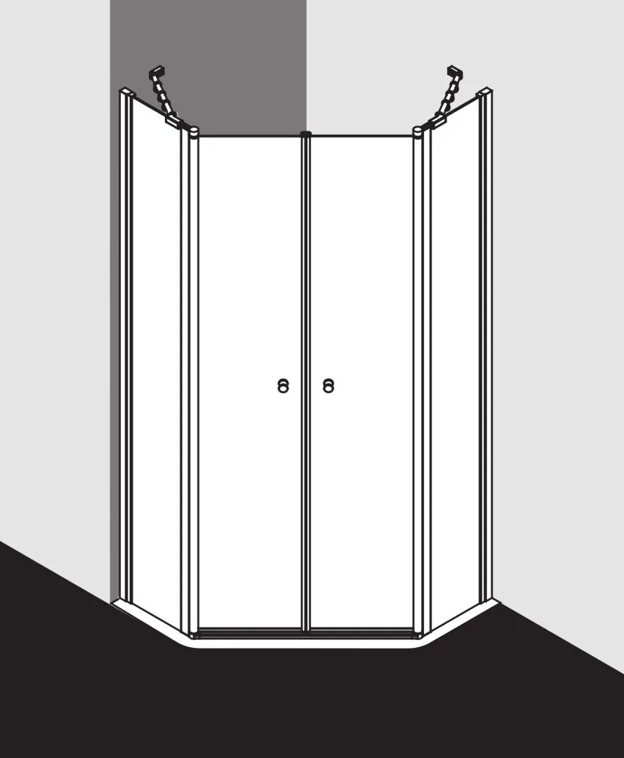 Kermi Duschdesign IBIZA 2000 Fünfeck-Duschkabine (Pendeltüren mit Festfeldern) weiß Kermi Duschdesign IBIZA 2000 Fünfeck-Duschkabine (Pendeltüren mit Festfeldern) weiß